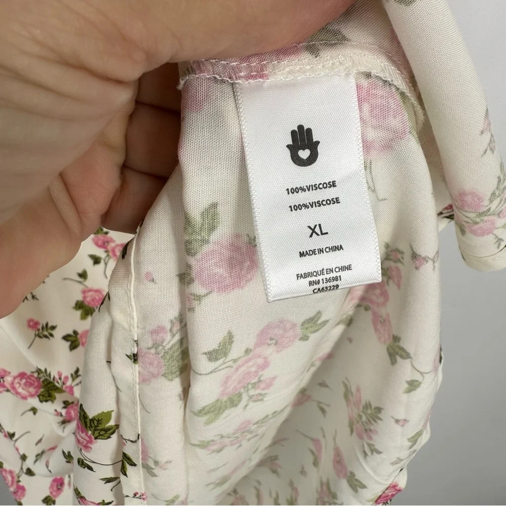 Spiritual Gangster NWT Pink and green floral rose Garden print mini dress XL - Picture 9 of 12